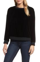 Women's Kenneth Cole New York Zipper Velvet Sweatshirt - Black
