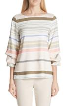 Women's Lafayette 148 New York Winston Stripe Blouse, Size - Beige