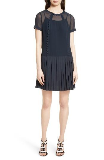 Women's Ted Baker London Deidre Pleated Drop Waist Dress - Blue