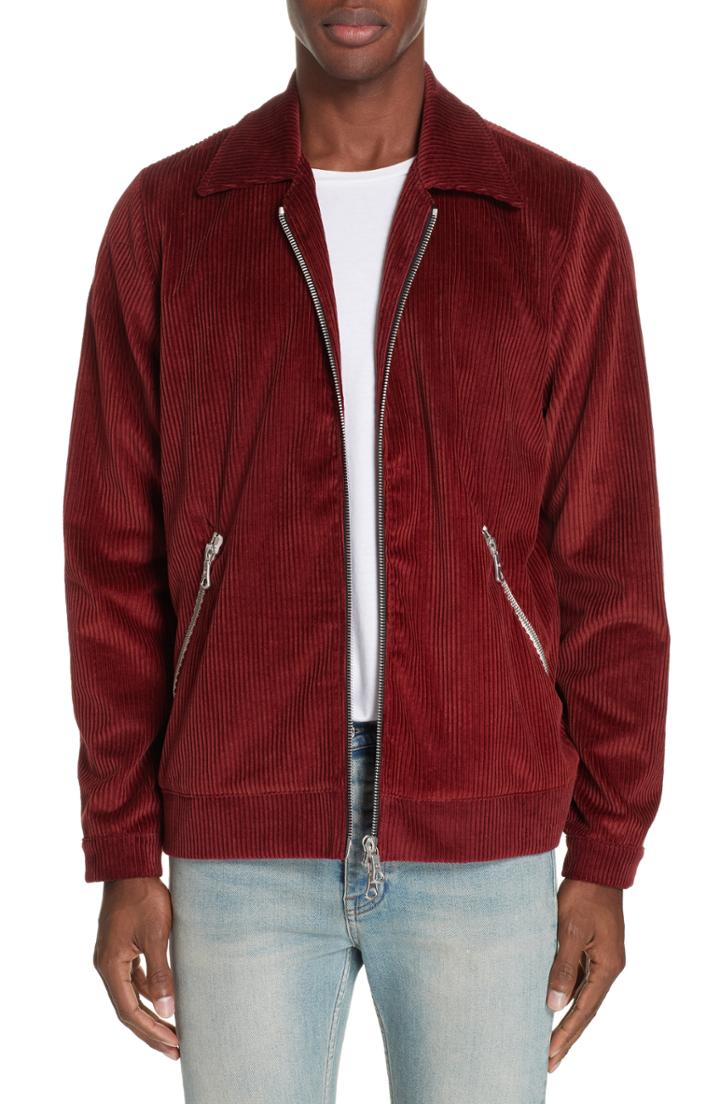 Men's Rhude Corduroy Trapper Jacket - Burgundy