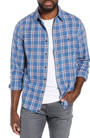 Men's The Normal Brand Frankfort Regular Fit Plaid Indigo Twill Flannel Shirt - Grey