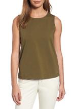 Women's Eileen Fisher Stretch Organic Cotton Shell, Size - Green