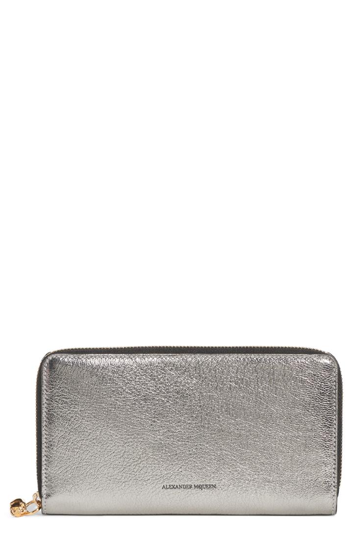 Women's Alexander Mcqueen Metallic Leather Continental Wallet -