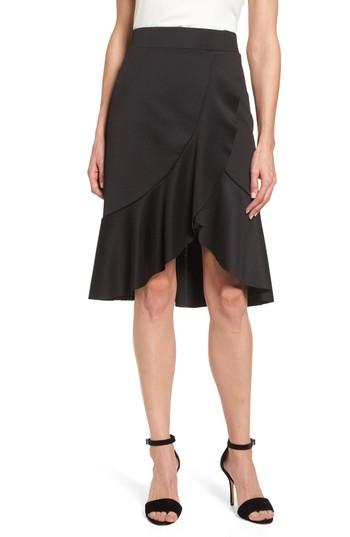 Women's Halogen Neoprene Ruffle Skirt - Black
