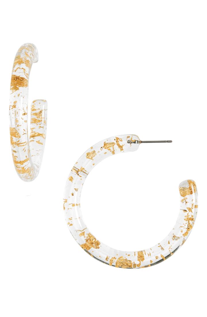 Women's Leith Goldtone Flake Translucent Hoop Earrings