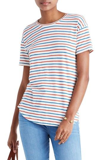 Women's Madewell Whisper Raphael Stripe Tee, Size - Ivory