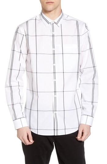 Men's Calibrate Windowpane Sport Shirt - White
