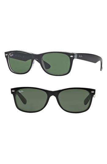Women's Ray-ban 58mm Rectangular Wayfarer Sunglasses - Black/ Crystal