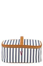 Cathy's Concepts Monogram Stripe Canvas Cosmetics Case, Size - Blue V