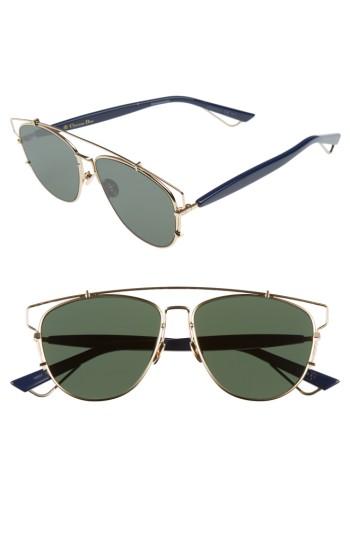 Women's Dior Technologic 57mm Brow Bar Sunglasses - Gold/ Blue