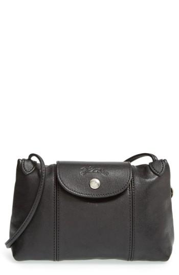 Longchamp Le Pliage - Cuir Crossbody Bag - Black