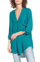 Women's Lush Perfect Roll Tab Sleeve Tunic - Green