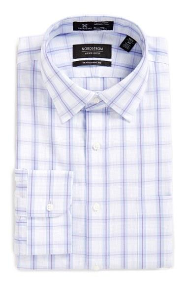 Men's Nordstrom Men's Shop Smartcare(tm) Traditional Fit Plaid Dress Shirt .5 32 - Pink