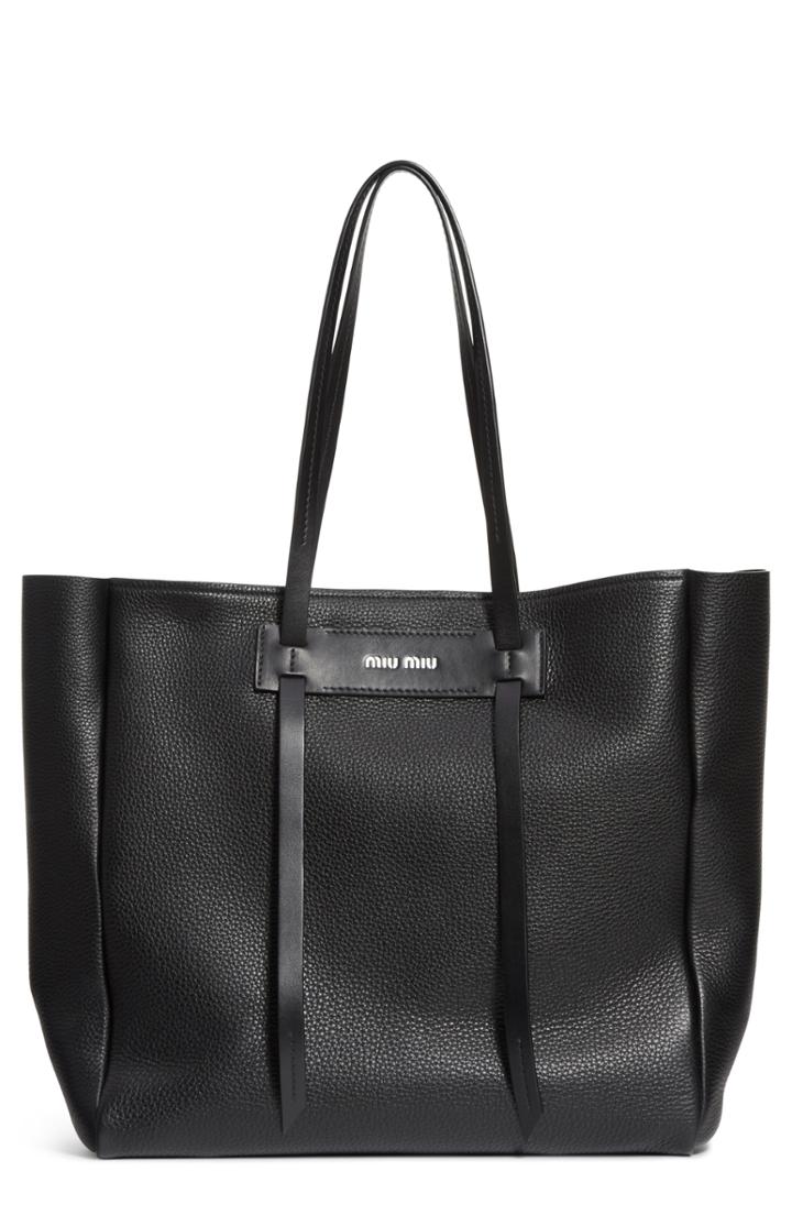Miu Miu Pebbled Leather Shopper -