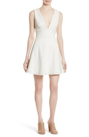 Women's Cinq A Sept Aurora Fringe Trim Fit & Flare Dress