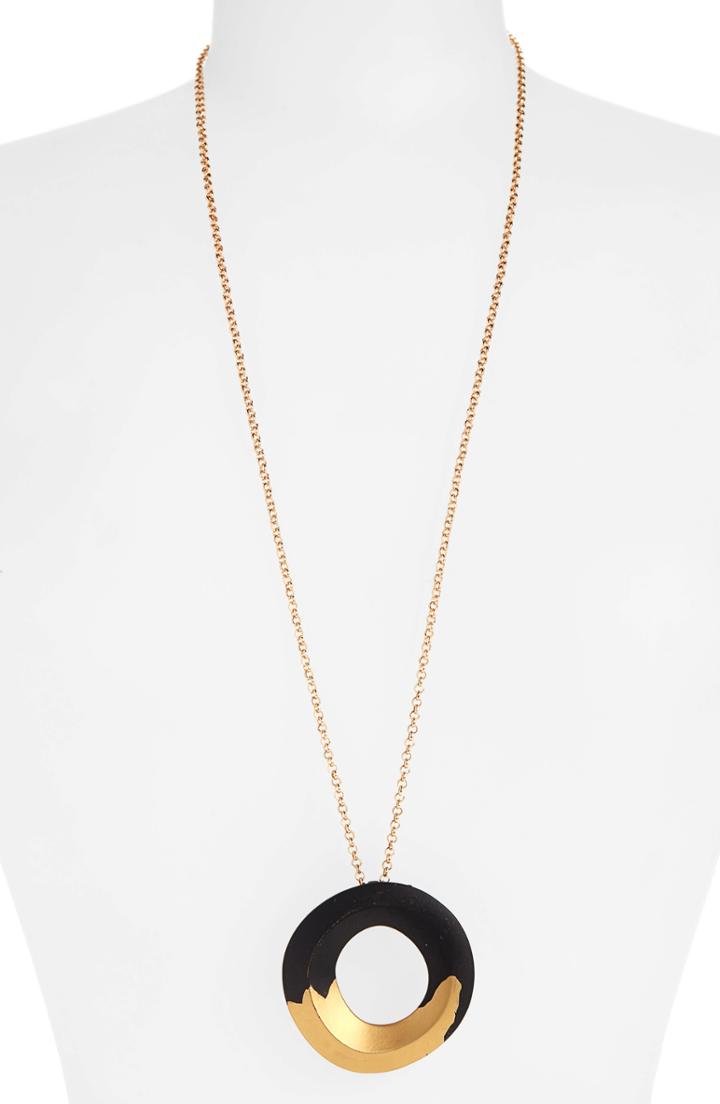 Women's Canvas Jewelry Brush Circle Pendant Necklace