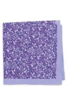 Men's Nordstrom Men's Shop Graffiti Floral Cotton Pocket Square, Size - Purple