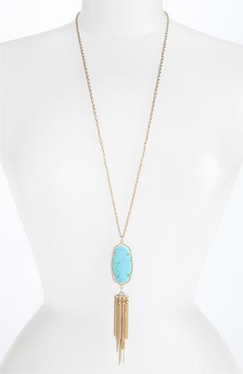 Kendra Scott 'rayne' Stone Tassel Pendant Necklace Turquoise