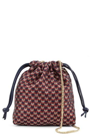 Clare V. Chevron Leather Drawstring Pouch - Red