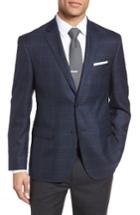 Men's Jb Britches Classic Fit Plaid Wool Sport Coat S - Blue