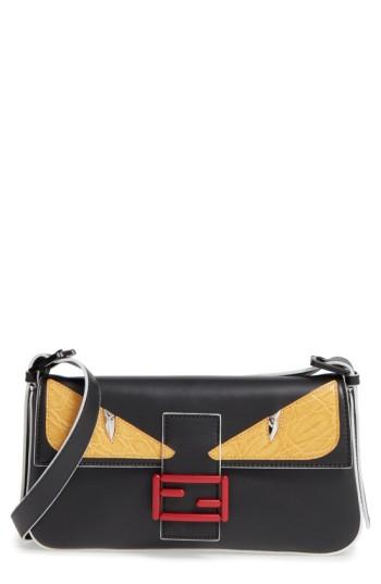 Fendi 'mini Monster' Leather Baguette - Black