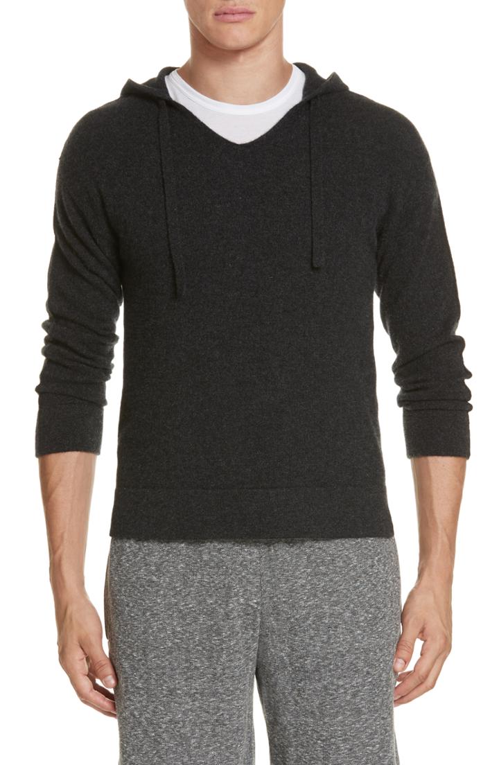 Men's Onia Jamie Sunset Cashmere Hooded Sweater - Black