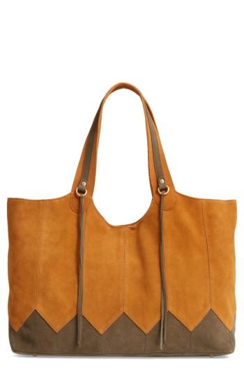 Hobo Arrow Colorblock Calfskin Suede Tote - Yellow