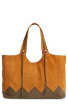 Hobo Arrow Colorblock Calfskin Suede Tote - Yellow