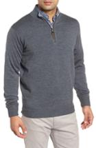Men's Peter Millar Crown Soft Wool Blend Quarter Zip Sweater, Size - Grey