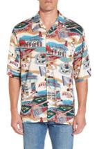 Men's Reyn Spooner Los Angeles Angels Of Anaheim Print Camp Shirt - Beige