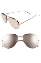 Women's Linda Farrow 59mm Aviator 18 Karat Rose Gold Trim Sunglasses -