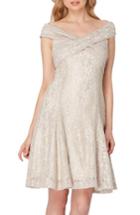 Petite Women's Tahari Lace Fit & Flare Dress P - Beige