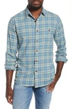 Men's Faherty Seaview Stretch Organic Cotton Plaid Sport Shirt - Blue
