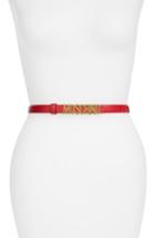 Women's Moschino Logo Leather Skinny Belt - Red