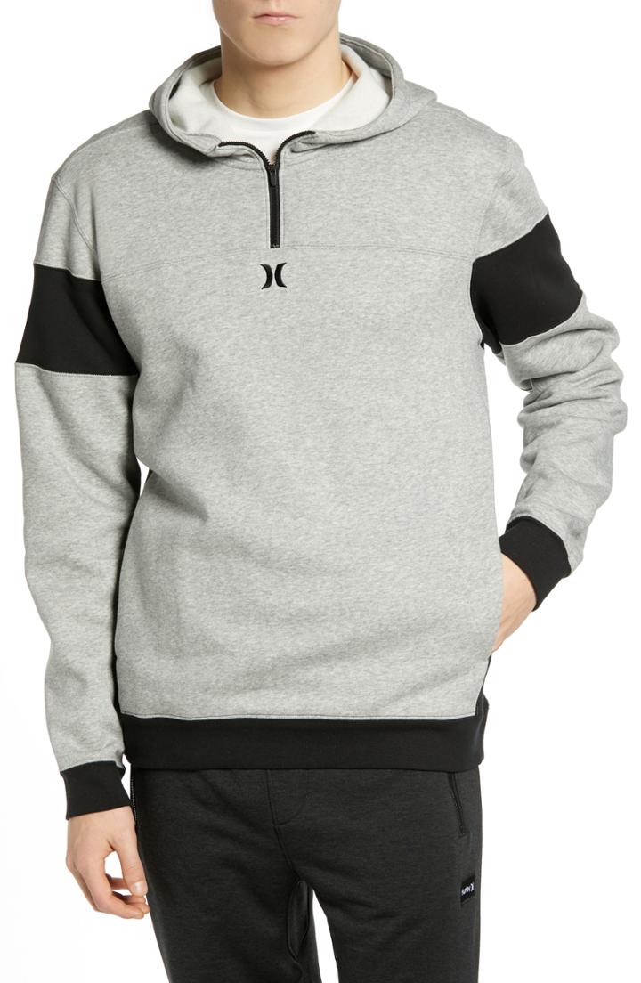 Men's Hurley Surf Check Quarter Zip Hoodie - Grey