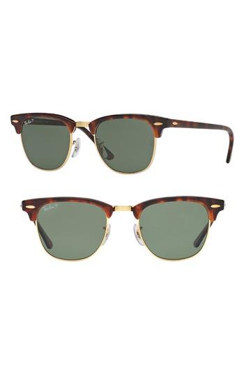 Women's Ray-ban 'clubmaster' 49mm Polarized Sunglasses - Red/ Havana