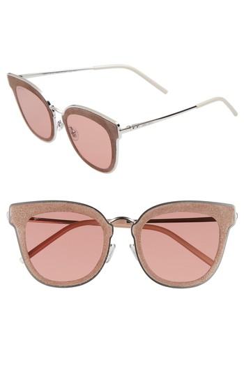 Women's Jimmy Choo Niles 63mm Oversize Cat Eye Sunglasses - Silver Beige