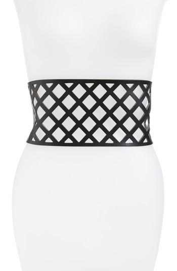 Women's Bp. Cage Wide Faux Leather Stretch Belt - Black