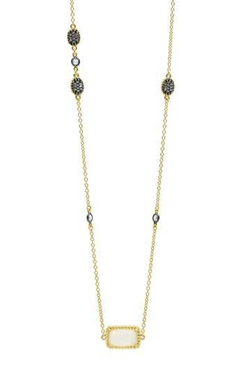 Women's Freida Rothman Gilded Cable Stone & Pave Long Station Necklace