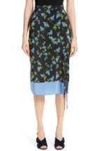 Women's Altuzarra Floral Print Tie Detail Silk Skirt Us / 36 Fr - Black
