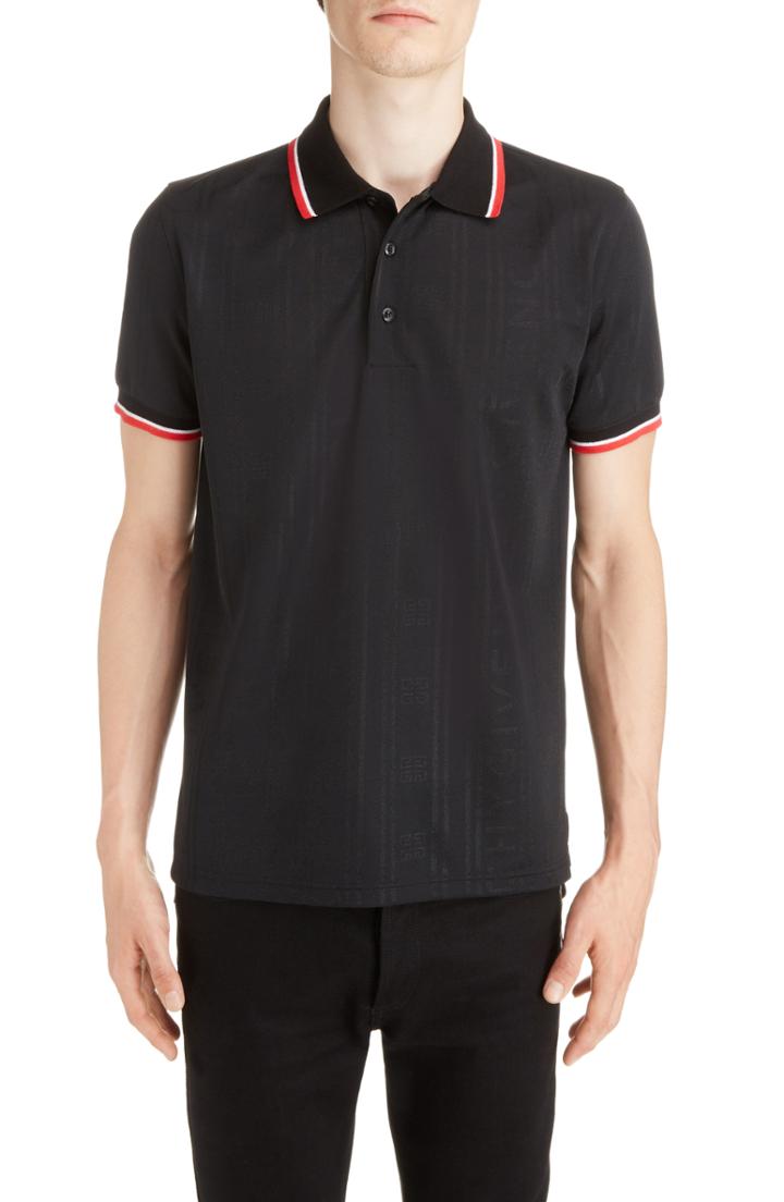Men's Givenchy Logo Jacquard Polo - Black