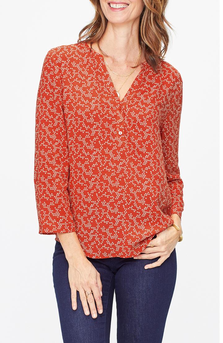 Women's Nydj Henley Blouse - Red