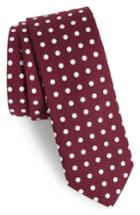 Men's 1901 Montrose Dot Cotton Skinny Tie, Size - Burgundy
