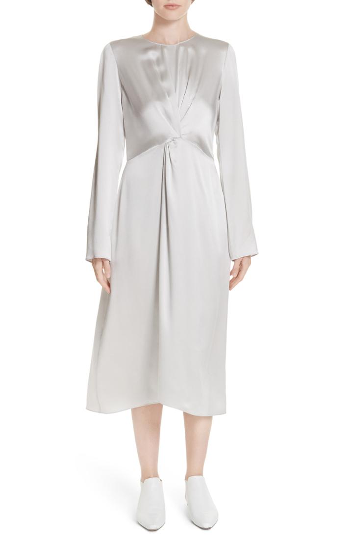 Women's Vince Front And Back Twist Silk Dress - Metallic