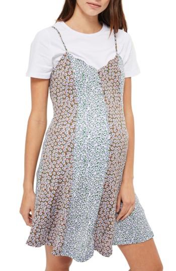 Women's Topshop Ditsy Print Maternity Dress Us (fits Like 2-4) - Blue