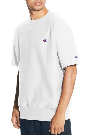 Men's Champion Reverse Weave Short Sleeve Sweatshirt - White