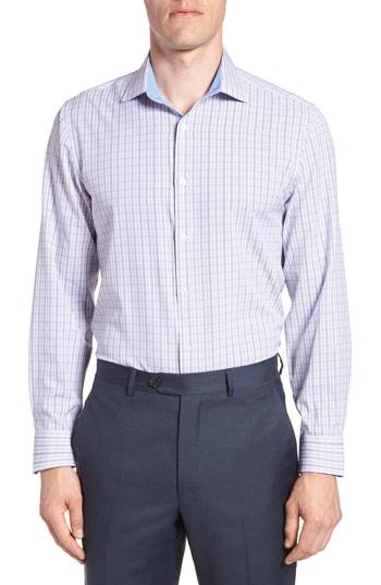 Men's W.r.k Trim Fit Stretch Check Dress Shirt .5 - Purple