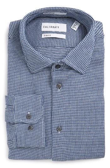 Men's Calibrate Trim Fit Non-iron Houndstooth Dress Shirt