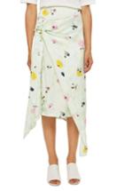 Women's Topshop Boutique Marble Bloom Print Sash Skirt Us (fits Like 0-2) - Green