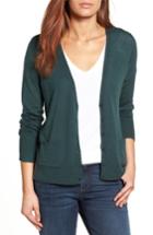Women's Halogen V-neck Merino Wool Cardigan - Green
